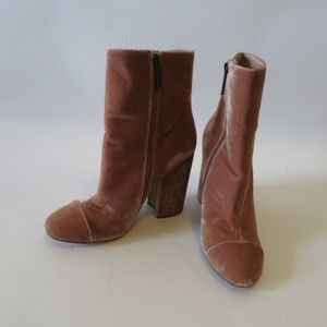 Kendall & Kylie Velvet Ankle Boots in Blush